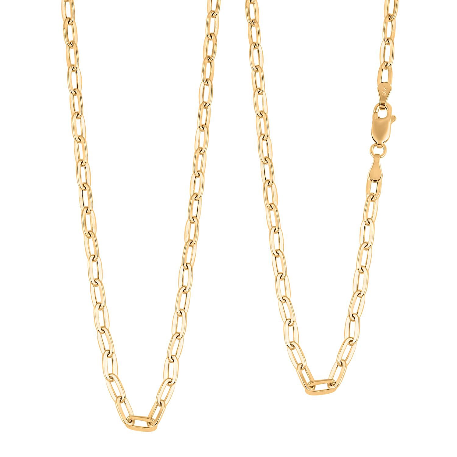 3mm Paper Clip Chain Necklace in 14K Yellow Gold 5.25 Grams 22 Inches