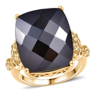 EverTrue Thai Black Spinel, Brazilian Citrine Ring in 18K YG Plated (Size 10.0) 25.50 ctw