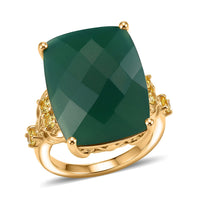 EverTrue Thai Black Spinel, Brazilian Citrine Ring in 18K YG Plated (Size 10.0) 25.50 ctw