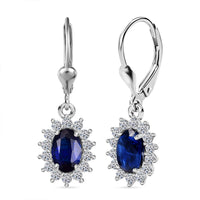 AAA Kashmir Kyanite and Luxuriant Lab Grown Diamond G-H SI 2.70 ctw Earrings in Rhodium Over Sterling Silver