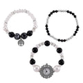 Strada Purple Glass SL68 Quartz Movement Watch and 2pcs Silvertone Bracelet (7-7.5In) - Sticky add to cart bar