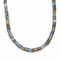 D'Joy Malagasy Labradorite 75.00 ctw Aurora Blossom Beaded Necklace in Rhodium Over Sterling Silver (18-20 Inches) - Sticky add to cart bar