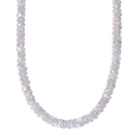 D'Joy Rainbow Moonstone 65.00 ctw Beaded Necklace in Rhodium Over Sterling Silver 18-20 Inches
