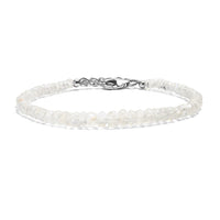 D'Joy Rainbow Moonstone 25.00 ctw Beaded Bracelet in Rhodium Over Sterling Silver (7.25-9.25In)