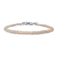 D'Joy Ethiopian Welo Opal 14.00 ctw Beaded Bracelet in Rhodium Over Sterling Silver (7.25-9.25In)