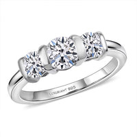 Luxuriant Lab Grown Diamond G-H SI 1.00 ctw 3 Stone Ring in Rhodium Over Sterling Silver