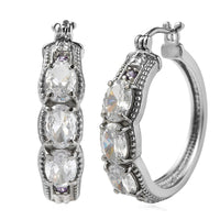 EverTrue Simulated White and Amethyst Color Diamond Hoop Earrings in Stainless Steel 7.25 ctw