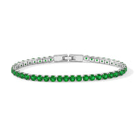 Simulated Green Diamond Bracelet in Silvertone (7.50 In)