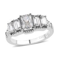 EverTrue Simulated Diamond 5 Stone Ring in Stainless Steel