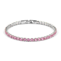 Simulated Diamond Bracelet in Silvertone (7.50 In)