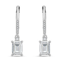Simulated Diamond Lever Back Earrings in Silvertone