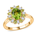 EverTrue Hebei Peridot and Moissanite Ring in 18K Yellow Gold Plated (Size 10.0) 2.00 ctw - Sticky add to cart bar