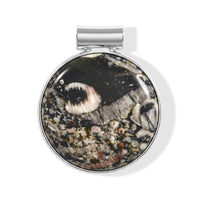 Round Insect Fossil Jasper 48.00 ctw Tube Pendant without Chain in Silvertone