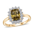 Certified & Apprasied 10K Yellow Gold AAA Sava Sphene, Luxuriant Lab Grown Diamond (G-H, SI) (0.54 cts) Ring (Size 10.0) 3.24 ctw - Sticky add to cart bar