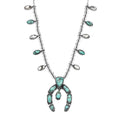 D'Joy Artisan Crafted Premium Blue Moon Turquoise and White Buffalo 21.40 ctw Squash Blossom Necklace in Sterling Silver 18-20 Inches - Sticky add to cart bar