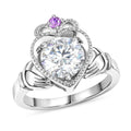 D'Joy Moissanite (Rnd 8mm), Madagascar Pink Sapphire Ring in 18K Vermeil RG Sterling Silver (Size 5.0) 1.85 ctw - Sticky add to cart bar