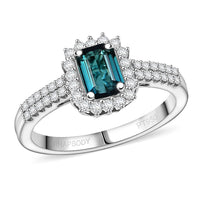 Certified & Appraised Rhapsody 950 Platinum AAAA Monte Belo Indicolite, Diamond (E-F, VS) (0.34 cts) Ring (Size 10.0) (5.55 g) 1.54 ctw