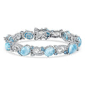 D'Joy AAA Larimar, Multi Gemstone Tidal Symphony Bracelet in Rhodium Over Sterling Silver (6.50 In) 23.20 ctw - Sticky add to cart bar