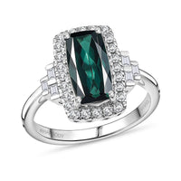 Certified & Appraised Rhapsody 950 Platinum AAAA Monte Belo Indicolite, Diamond (E-F, VS) (0.35 cts) Ring (Size 6.0) (6.43 g) 1.67 ctw