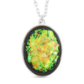 Oval Opal 12.00 ctw Flakes Necklace in Silvertone 16-18 Inches - Sticky add to cart bar