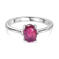 D'Joy African Ruby (FF) Solitaire Ring in Rhodium Over Sterling Silver (Size 16.0) 1.85 ctw