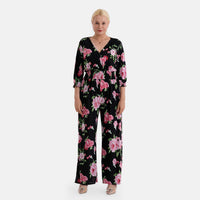 La Marey Red Smocked Waist Jumpsuit with Flutter Sleeve - One Size Missy