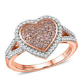 D'Joy Natural Pink and White Diamond (I3) Timeless Love Ring in 18K Vermeil RG Over Sterling Silver (Size 10.0) 0.60 ctw - Sticky add to cart bar