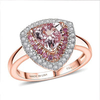 D'Joy Premium Pink Morganite, Multi Gemstone Ring in 18K Vermeil RG Over Sterling Silver (Size 10.0) 1.65 ctw