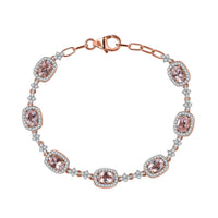 D'Joy Premium Pink Morganite, Moissanite Bracelet in 18K Vermeil RG Over Sterling Silver (6.50 In) 4.50 ctw
