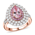 D'Joy Premium Pink Morganite, Multi Gemstone Blush Teardrop Ring in 18K Vermeil RG Over Sterling Silver (Size 10.0) 2.75 ctw - Sticky add to cart bar