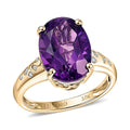 Valentine Special Deal Luxoro 10K Yellow Gold Premium Lusaka Amethyst, Diamond (I2) Ring (Size 6.0) 5.70 ctw - Sticky add to cart bar