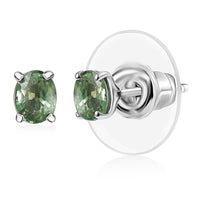 D'Joy Premium Milanoa Green Sapphire 0.90 ctw Stud Earrings in Rhodium Over Sterling Silver