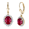 Premium Niassa Ruby, Luxuriant Lab Grown Diamond (G-H, SI) Earrings in 18K Vermeil YG Over Sterling Silver 6.45 ctw - Sticky add to cart bar