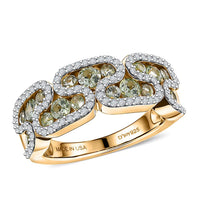 D'Joy Premium Green Sapphire, Moissanite Ring in 18K Vermeil YG Over Sterling Silver (Size 10.0) 1.90 ctw
