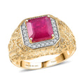 D'Joy Premium Niassa Ruby (FF), Moissanite Ring in 18K Vermeil YG Over Sterling Silver (Size 10.0) 5.40 ctw - Sticky add to cart bar