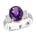 EverTrue African Amethyst, White Zircon Ring in Platinum Bond (Size 10.0) 4.00 ctw - Sticky add to cart bar