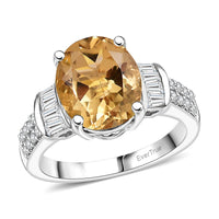 EverTrue Sky Blue Topaz, White Zircon Ring in Platinum Bond (Size 10.0) 4.80 ctw