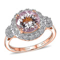 Certified & Appraised AAA Pink Morganite and Luxuriant Lab Grown Diamond G-H SI 3.05 ctw Ring in 10K Rose Gold - Sticky add to cart bar