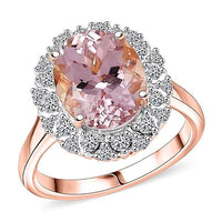 Certified & Appraised AAA Pink Morganite and Luxuriant Lab Grown Diamond G-H SI 4.06 ctw Ring in 10K Rose Gold