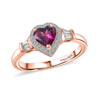 D'Joy AAA Radiant Ember Garnet, Moissanite Ring in 18K Vermeil RG Over Sterling Silver (Size 7.0) 1.20 ctw