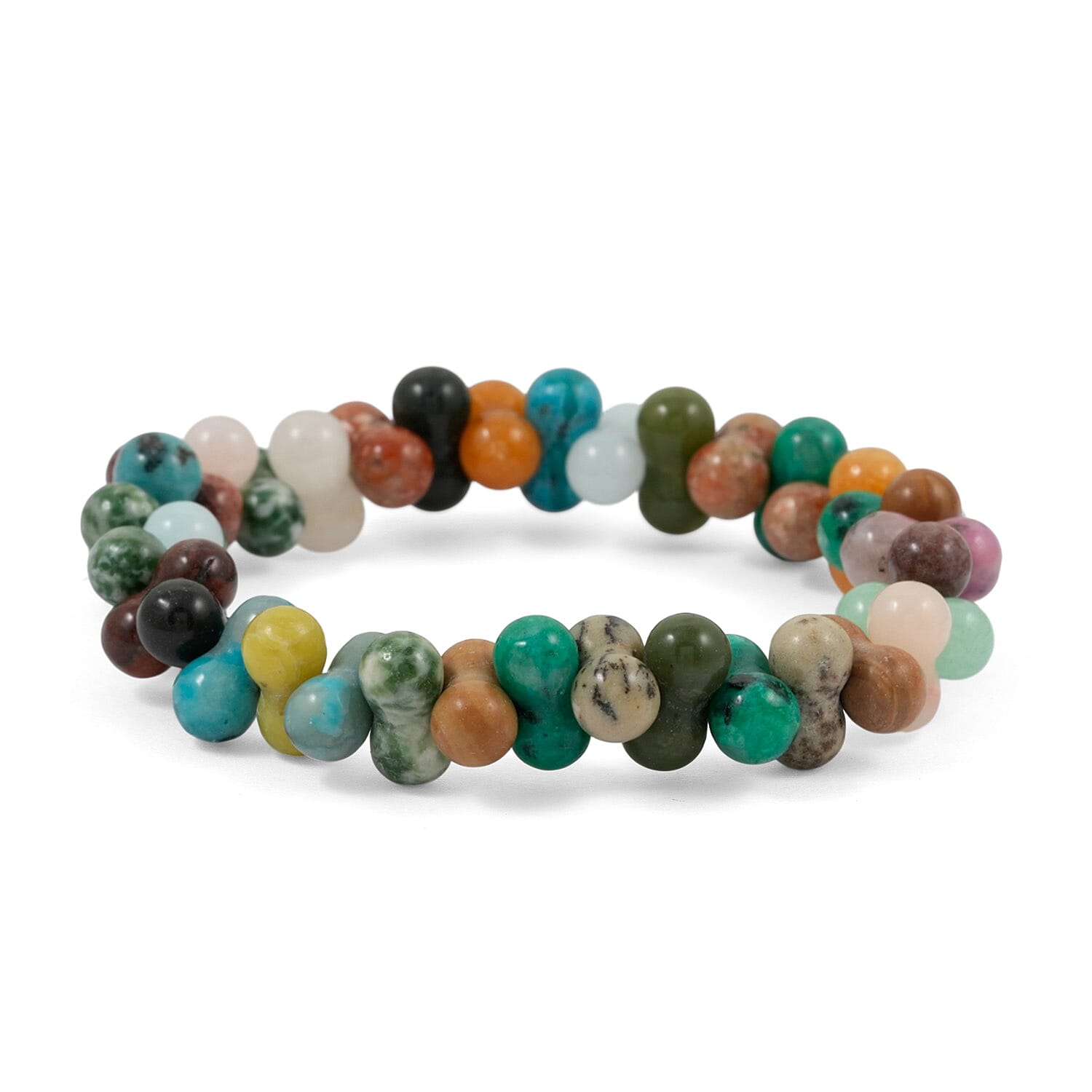 Multi Gemstones Beaded Stretch Bracelet 130.35 ctw