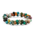 Multi Gemstones Beaded Stretch Bracelet 130.35 ctw - Sticky add to cart bar