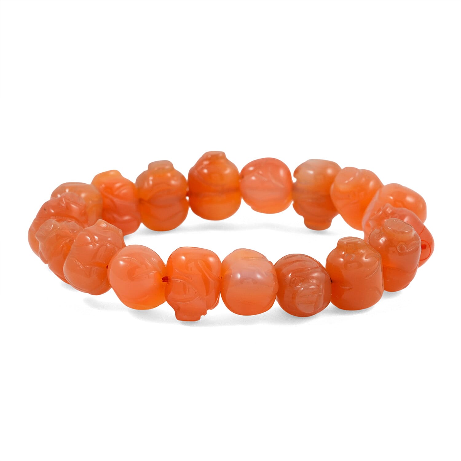 Red Agate Carved Stretch Bracelet 175.75 ctw