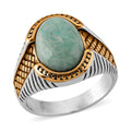 Amazonite 3.00 ctw Two-tone Ring in ION Plated YG and Stainless Steel (Size 11.0) - Sticky add to cart bar