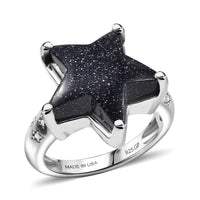 GP Murano Style, White Zircon Star Ring in Rhodium Over Sterling Silver (Size 10.0) 0.10 ctw
