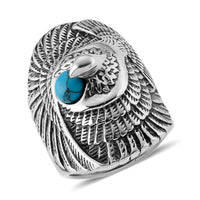 Blue Howlite 0.30 ctw Eagle Men's Ring in Stainless Steel (Size 11.75)