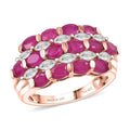 D'Joy Premium Niassa Ruby (FF), Moissanite Bloom Symphony Ring in 18K Vermeil RG Over Sterling Silver (Size 10.0) 4.60 ctw - Sticky add to cart bar