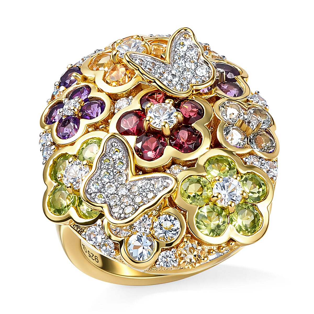GP Multi Gemstone Garden Dance Ring in Over Sterling Silver
