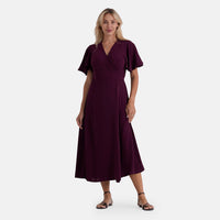 LA Marey Blue Flutter Sleeve Wrap Dress - One Size Missy
