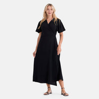 LA Marey Blue Flutter Sleeve Wrap Dress - One Size Missy